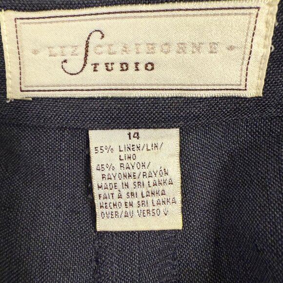 Liz Claiborne Skort 14 Linen Blend Charcoal Gray Preppy Beachy Summer Resort - Picture 3 of 8